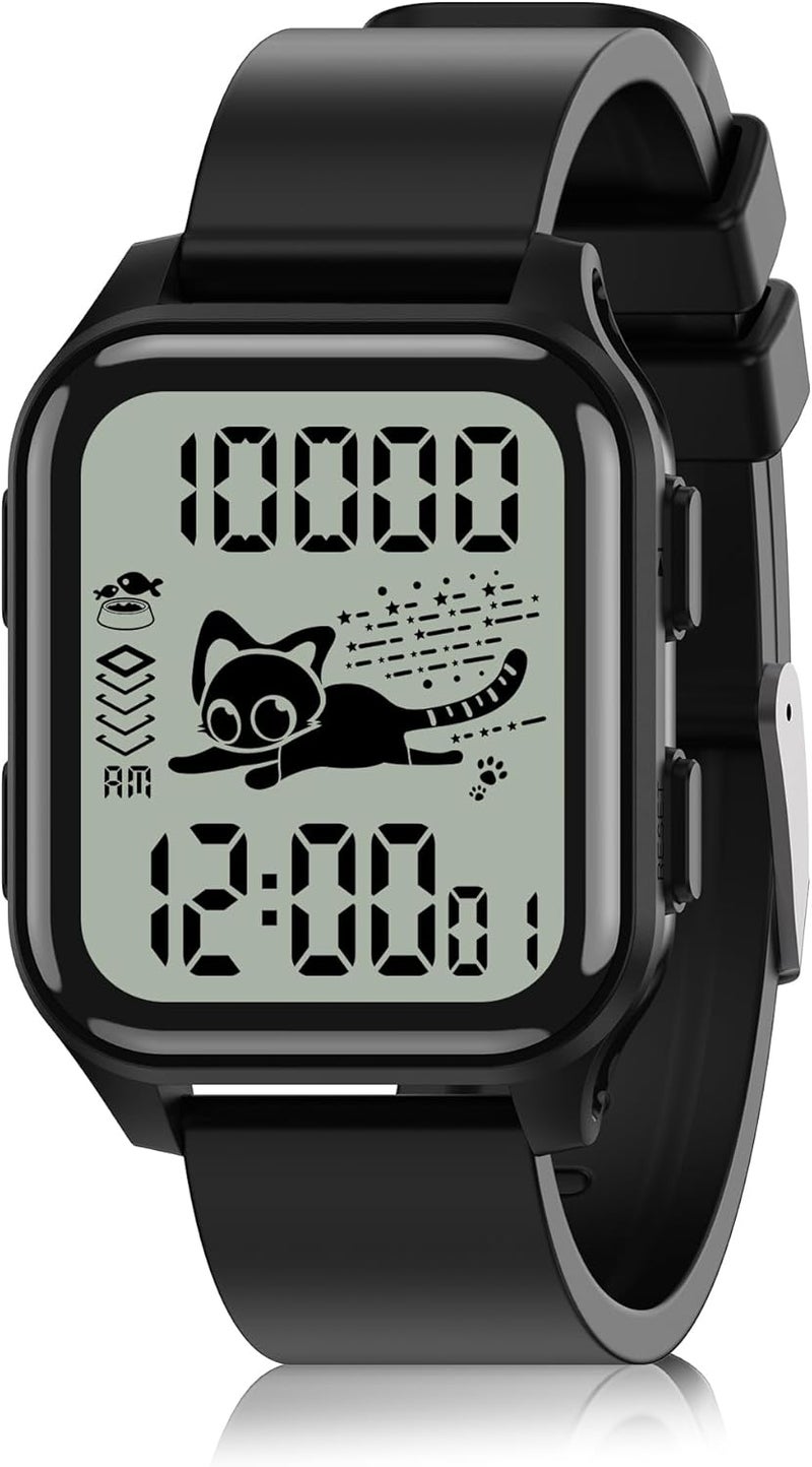 EZON T048 Digital Kids Watch for Teens Girls Boys,Sport Watch with Virtual Pet Cat Step Counter Stopwatch Pedometer Timer Alarm, No App Waterproof Fitness Tracker for Ages 7-18 - Image 1